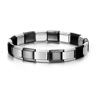 Pulseiras Charms Italiano Black-Silver